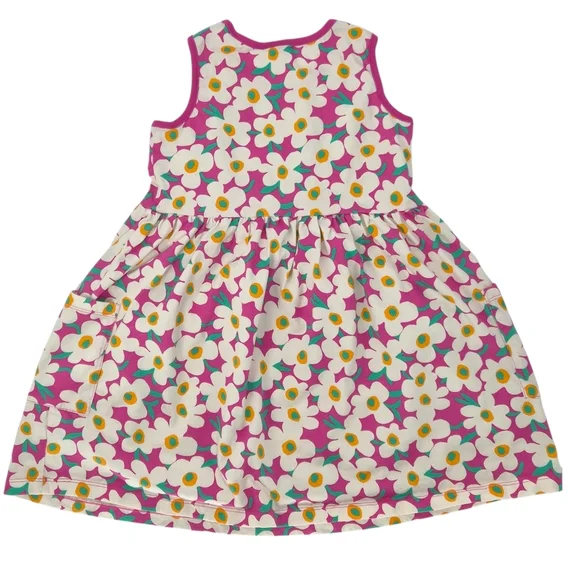 Hanna Anderson Floral Pocket Dress | Pink Retro‎ Daisy Cotton Twirl Dress Sz 10 - Picture 3 of 10